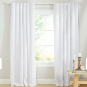 Lauren Ralph Lauren Herringbone 100% Blackout Single Curtain Panel 52x84 White